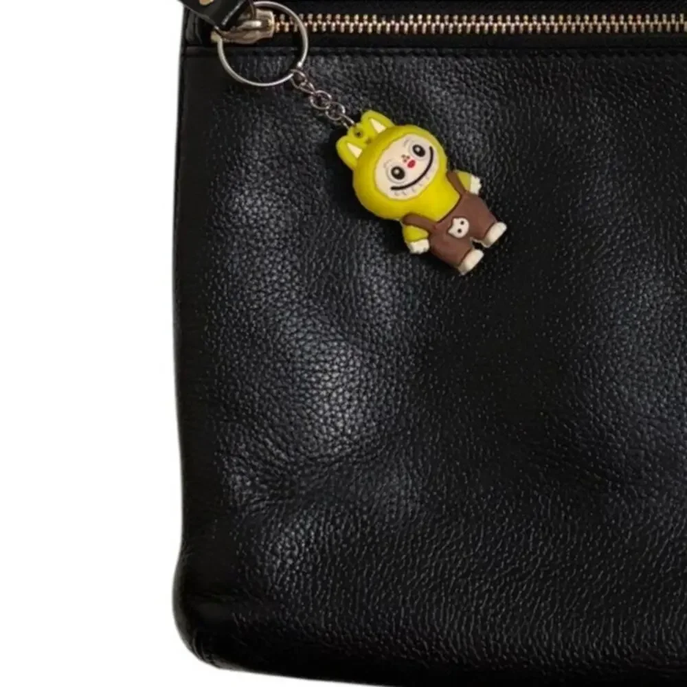 Labubu Silicone Keychain Yellow Bunny Monster Figure Kawaii Bag Charm